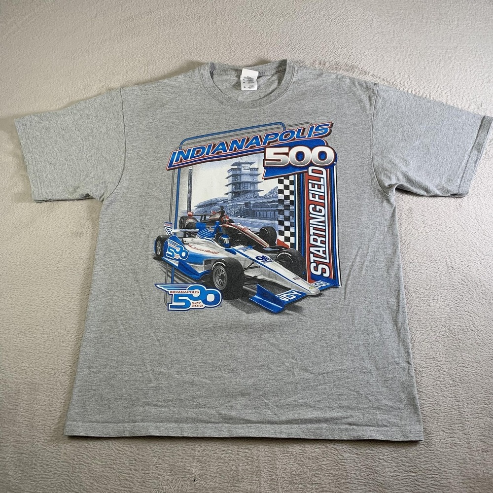 Indianapolis 500 Shirt Mens XL Gray Starting Field Graphic Fruit Of The Loom